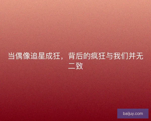 当偶像追星成狂，背后的疯狂与我们并无二致