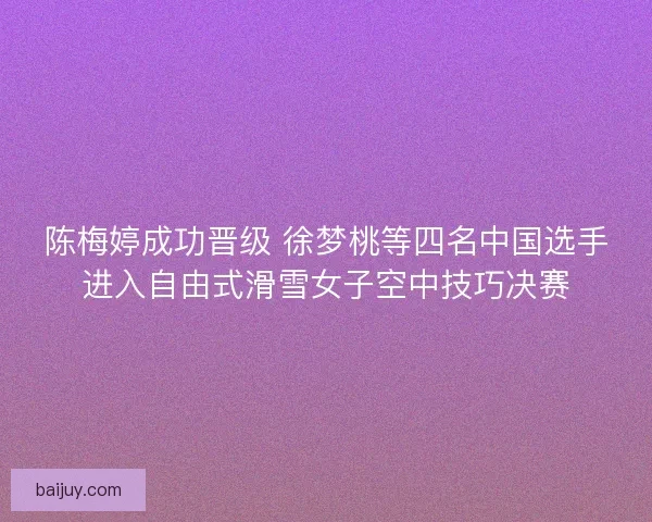 陈梅婷成功晋级 徐梦桃等四名中国选手进入自由式滑雪女子空中技巧决赛