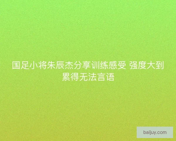 国足小将朱辰杰分享训练感受 强度大到累得无法言语 国足小将朱辰杰分享训练感受 强度大到累得无法言语